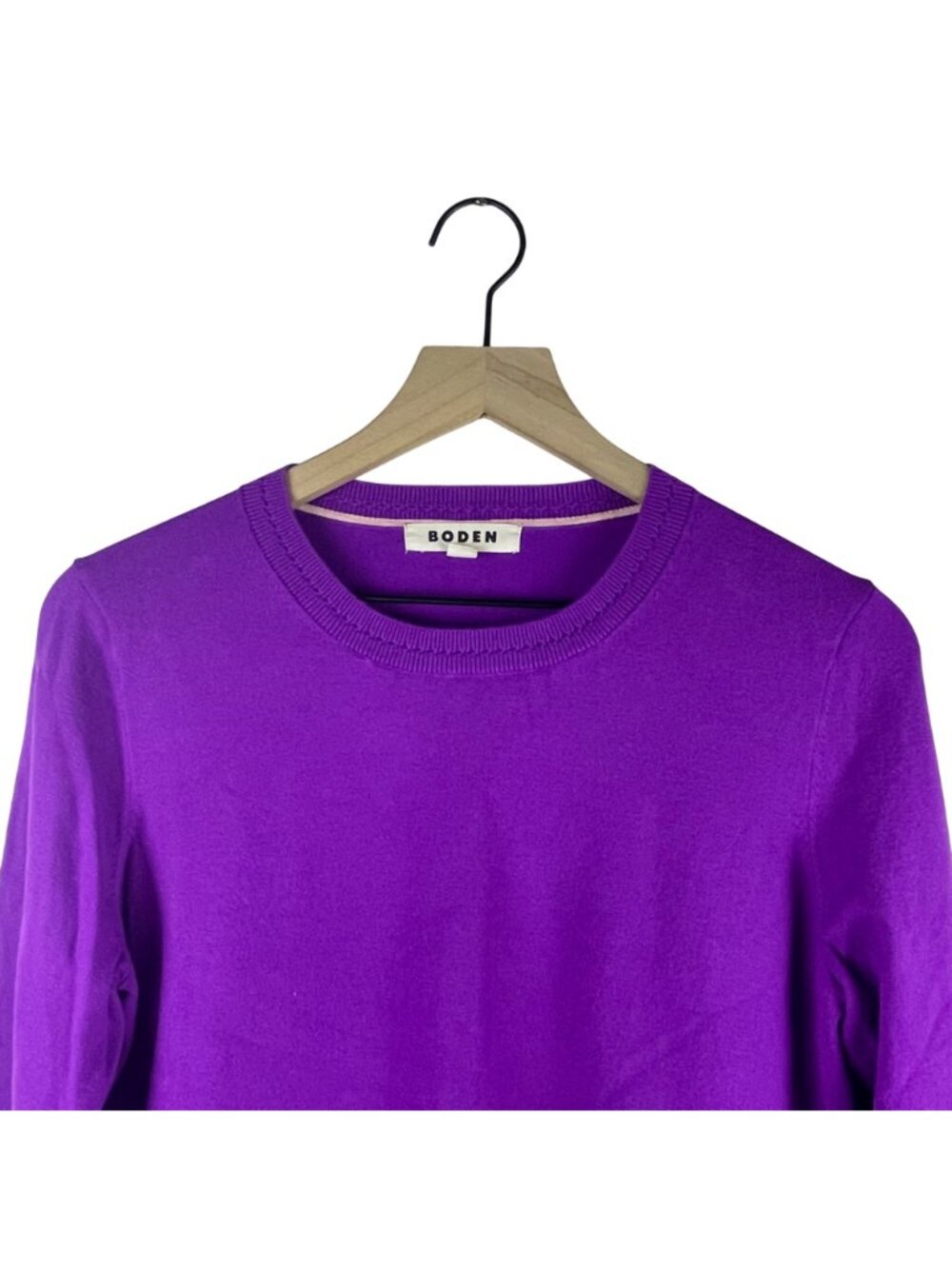 Boden Womens Purple Long Sleeve Cotton Sweater Medium Crew Neck Lightweight - Picture 2 of 9